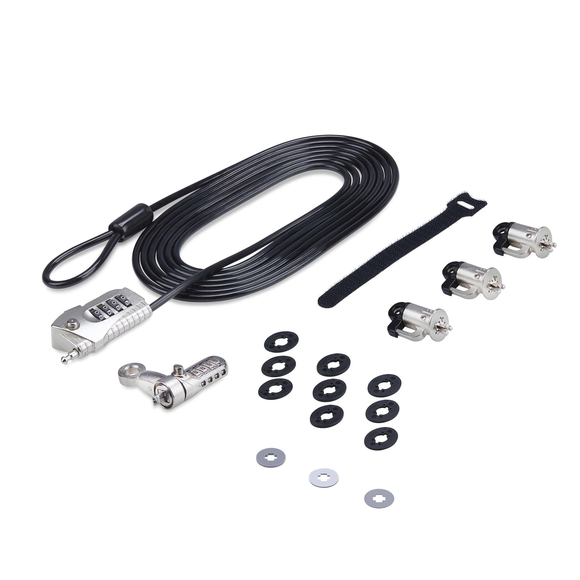StarTech.com Laptop/Desktop & Peripheral Lock Kit, Theft-Deterring Security Lock, K-Slot, 10ft (3m) Steel Cable, 3x Devices, User-Resettable 4-Digit Lock - TAA product image
