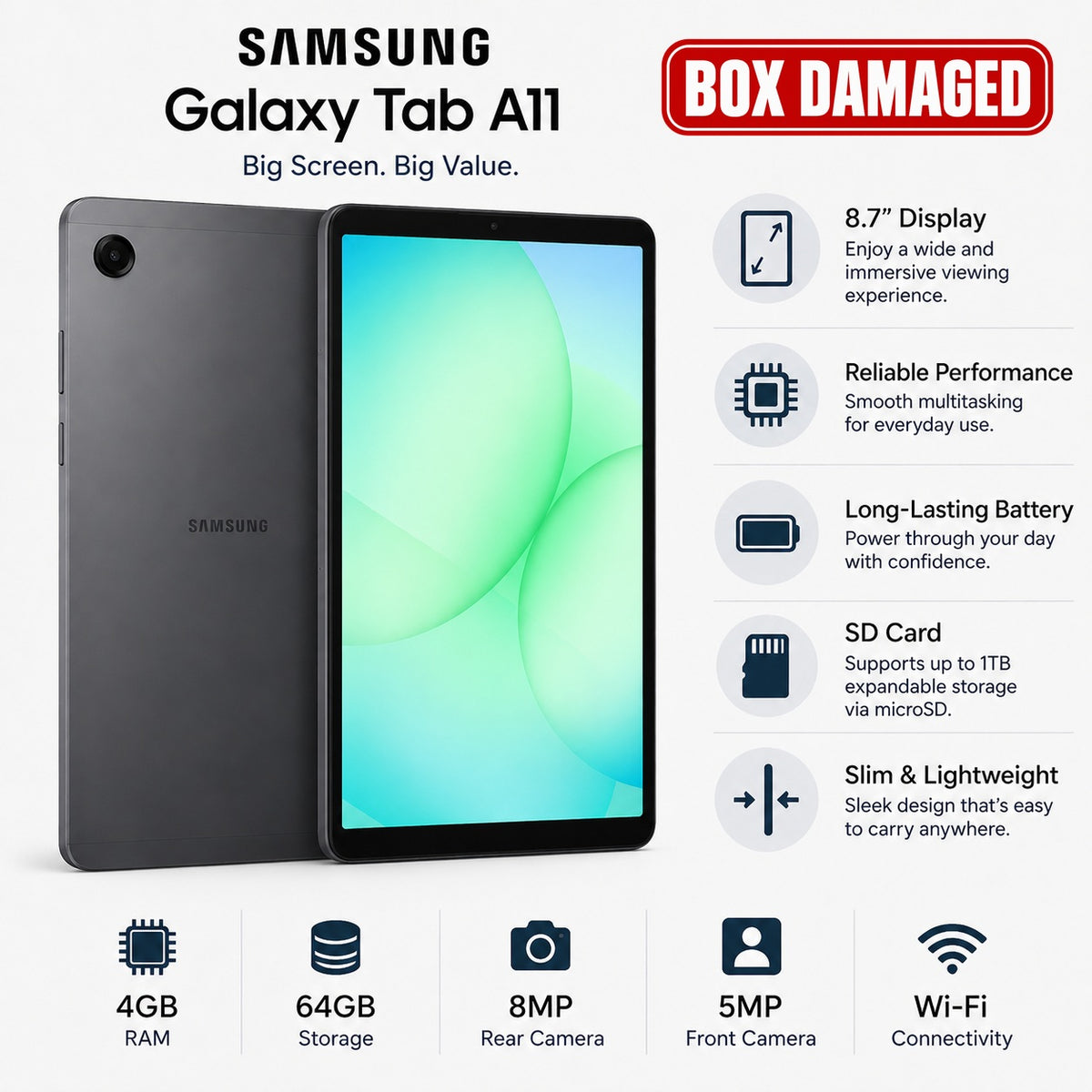 Samsung Galaxy Tab A11 – Box Damaged Packaging