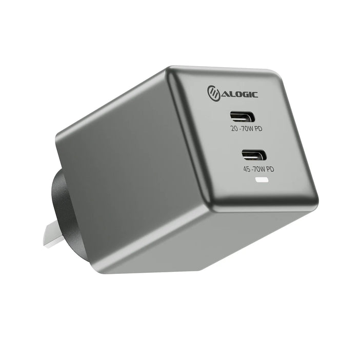 ALOGIC 2X70 Rapid Pwr 70W GaN Chrgr - 2xUSB-C (WCG2X70SGR-ANZ)