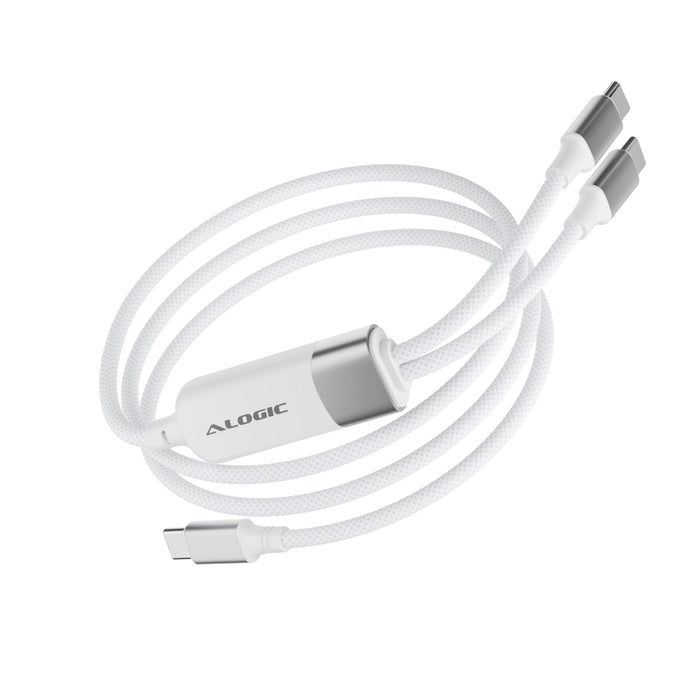 ALOGIC Splt 2-in-1 USB-C to C Chrg Cbl 100W Wht (AS2CC-WH)