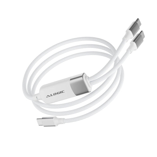 ALOGIC Splt 2-in-1 USB-C to C Chrg Cbl 100W Wht (AS2CC-WH)