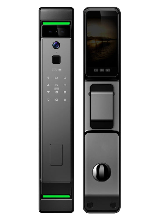 Automations Smart V2 smart lock black front and rear view