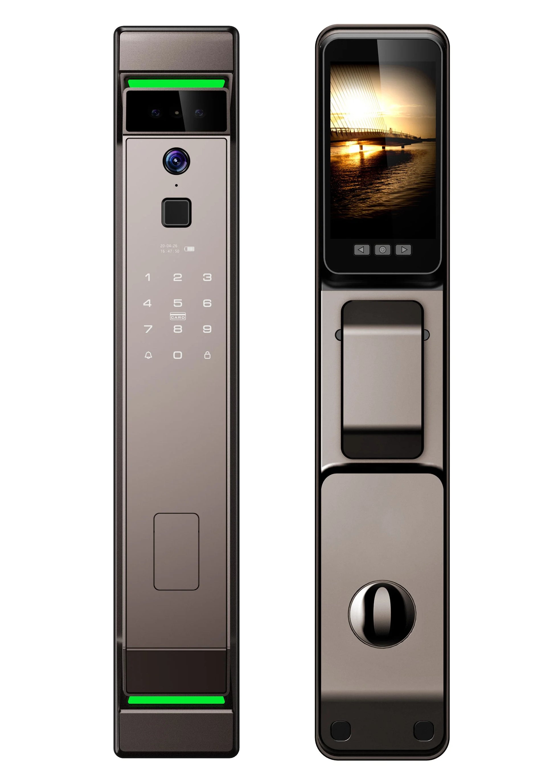 Automations Smart V2 smart lock bronze front and rear view