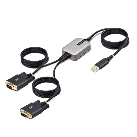 StarTech.com 13ft (4m) 2-Port USB to Serial Adapter Cable, Interchangeable DB9 Screws/Nuts, COM Retention, USB-A to DB9 RS232, FTDI, Level-4 ESD Protection, Windows/macOS/ChromeOS/Linux - R… product image