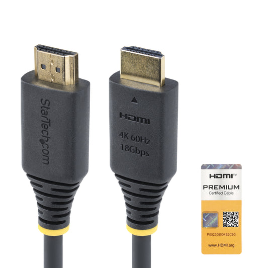 StarTech2m (6.6ft) Premium Certified High Speed HDMI Cable, 4K 60Hz/1440p 144Hz, HDR10/HDCP 2.2/ARC, 18Gbps, UHD HDMI 2.0 Cord for TV/Monitor/Display, TPE Jacket