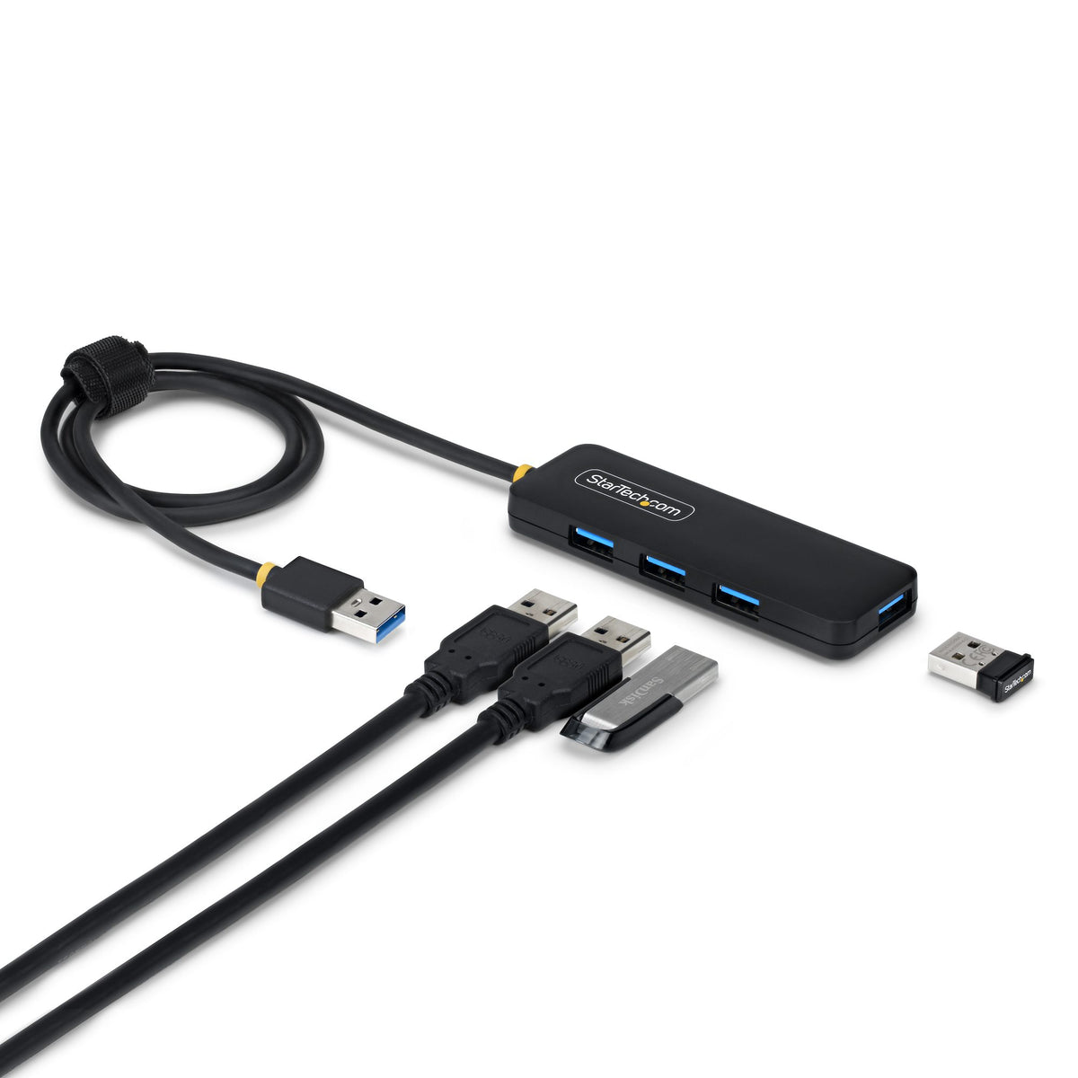 StarTech.com 4-Port USB-A Hub, 5Gbps, Bus Powered, USB-A to 4x USB-A Mini Hub, Extra Long 2ft/61cm Host Cable, PCR Plastic, Portable Desktop / Laptop USB Hub - StarTech.com