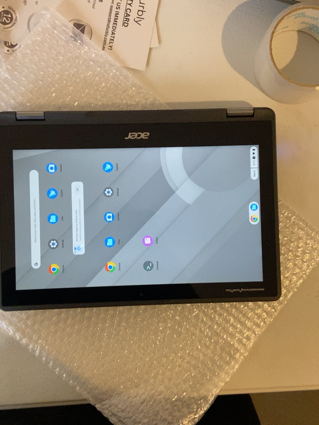 Acer Chromebook Spin 511 R752T-C3M5 tablet mode view - actual refurbished unit