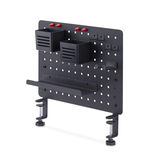 StarTech.com Clamp-On Pegboard with Accessories, 16.5 x 12.5in (42 x 32cm), Steel Pegboard, Desktop Storage Organizer, Desk Mount Peg Board, Black product image