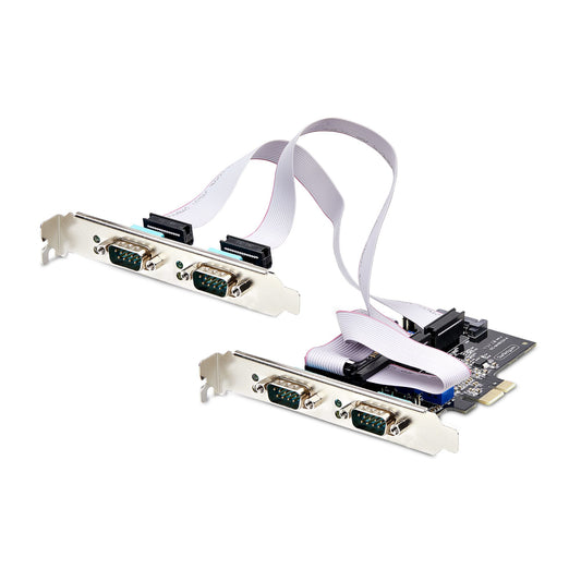 StarTech.com 4-Port Serial PCIe Card, Quad-Port PCI Express to RS232/RS422/RS485 (DB9) Serial Card, Low-Profile Bracket Incl., 16C1050 UART, Windows/Linux, TAA Compliant - Level-4 ESD Prote… product image