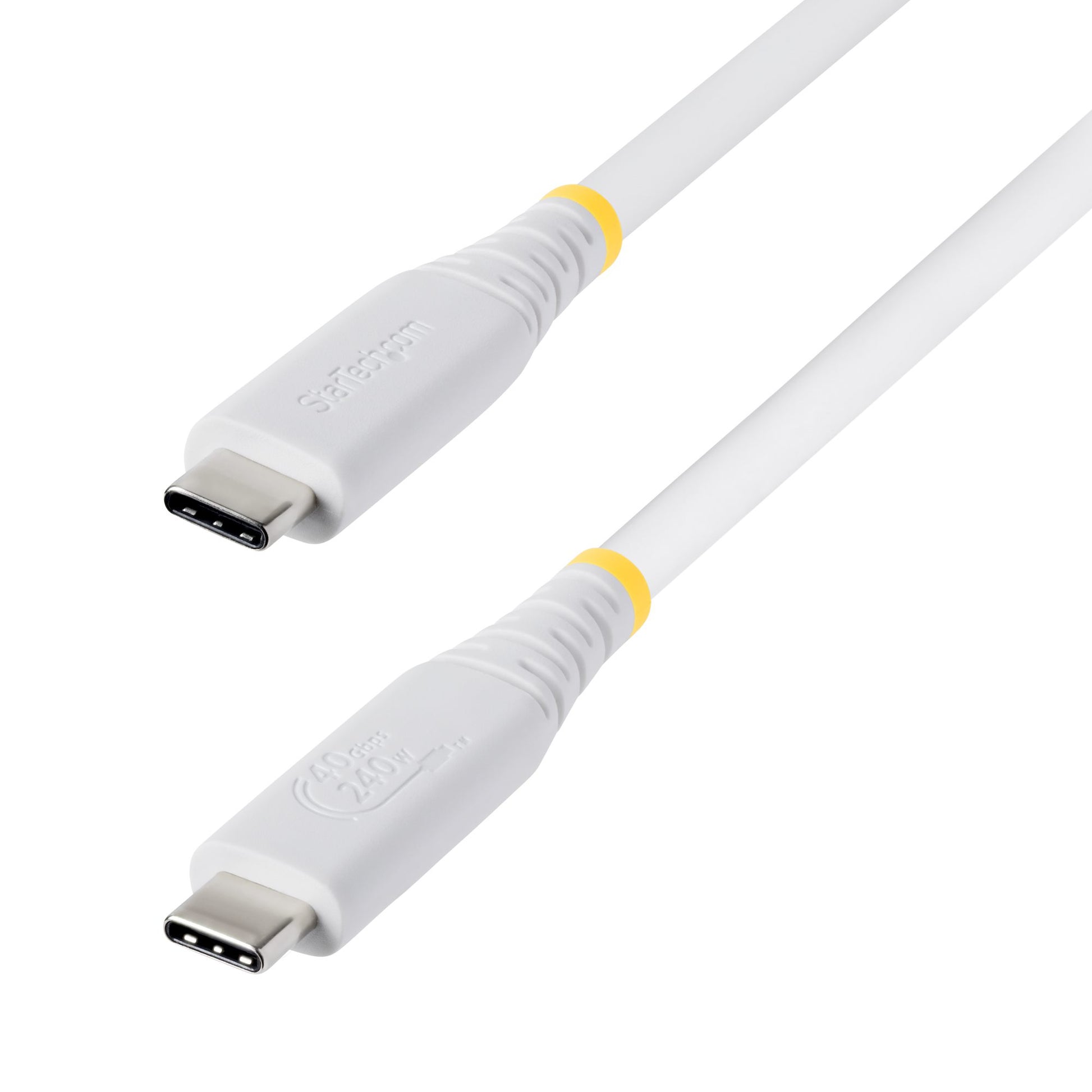 StarTech.com 50cm (1.6ft) USB4 Cable, 40Gbps, USB-IF Certified USB-C Cable, 240W PD, 8K 60Hz/4K 240Hz DP2.1 DP40, TPE Jacket, Thunderbolt 4 Compatible - White USB-C Cord product image
