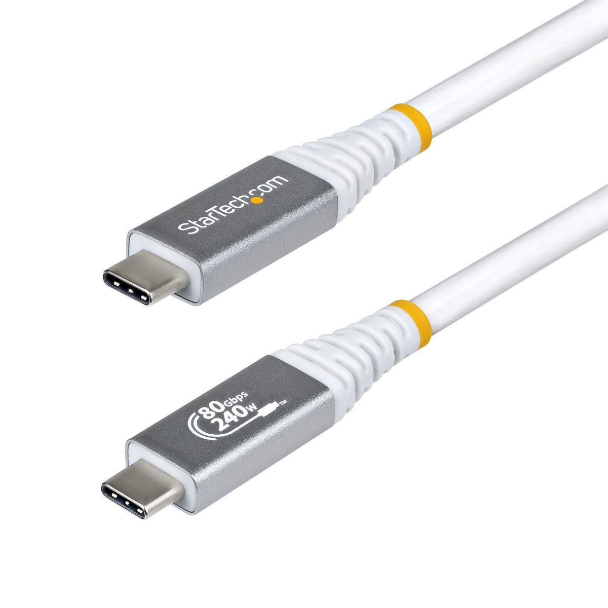 StarTech.com 1m (3ft) USB4 Cable, 80Gbps, USB-IF Certified USB-C Cable, 240W PD, 8K 120Hz/4K 240Hz DP2.1 DP80, TPE Jacket, Thunderbolt 4 Compatible - White USB-C Cord - StarTech.com