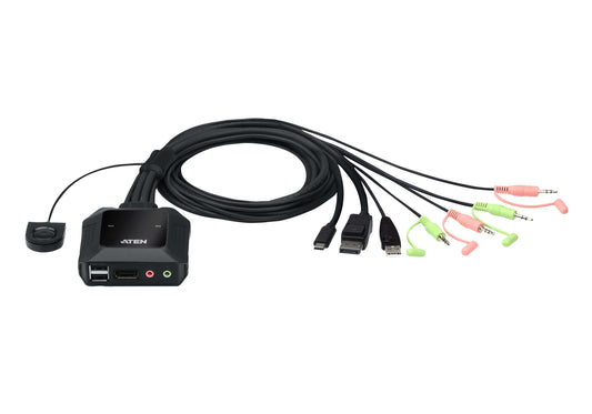 ATEN 2-Port USB-C DisplayPort Hybrid Cable KVM Switch - ATEN