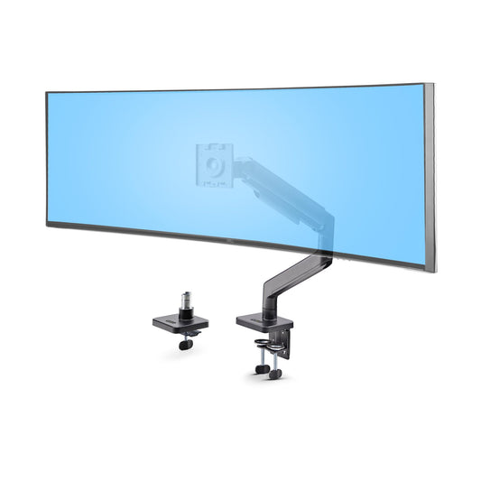 StarTechMonitor Desk Mount for up to 49in 32:9 Ultrawide Curved Screens, Mechanical Spring Arm, C-Clamp/Grommet, Tool-Less Adjustment, Max 44lb/20kg