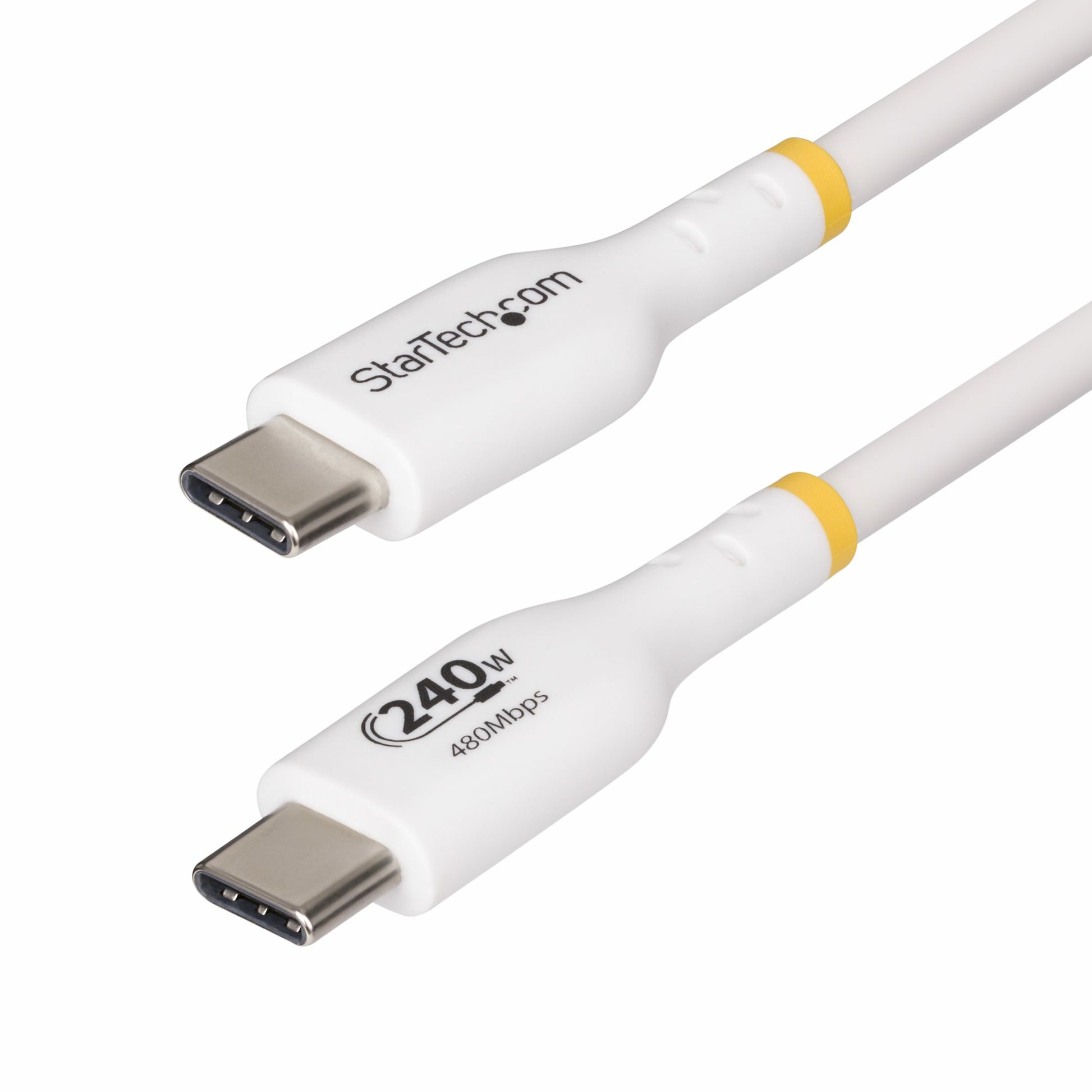 StarTech.com 13ft (4m) USB-C Charging Cable, Charge & Sync, 240W (5A) PD EPR, USB 2.0 Laptop Charger Cable, USB-IF Certified, TPE Jacket - White USB C Charging Cord product image