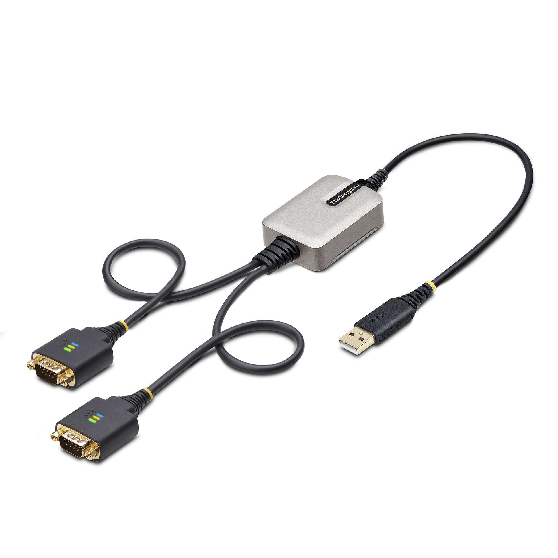 StarTech.com 2ft (60cm) 2-Port USB to Serial Adapter Cable, Interchangeable DB9 Screws/Nuts, COM Retention, USB-A to DB9 RS232, FTDI, Level-4 ESD Protection, Windows/macOS/ChromeOS/Linux -… product image