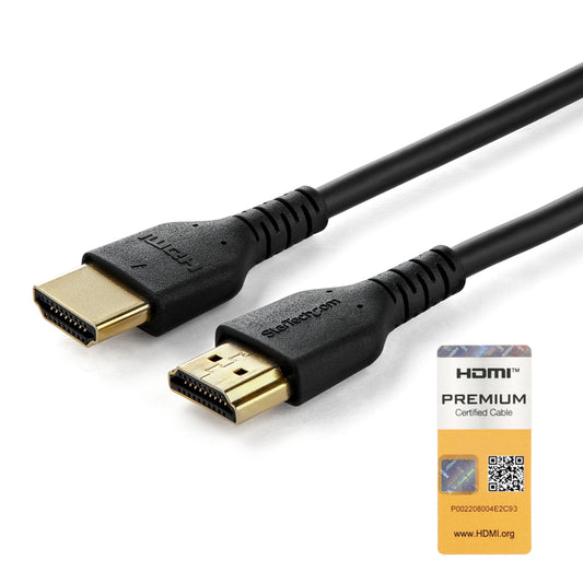 StarTech.com 3ft (1m) Slim HDMI Cable, Flexible Premium Certified HDMI 2.0 Cord with Ethernet, UHD 4K 60Hz HDR10, Durable Aramid Fiber Design with TPE Jacket product image