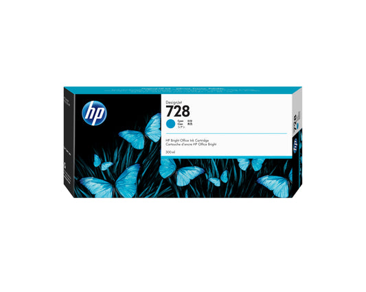 HP 728 300-ml Cyan DesignJet Ink Cartridge