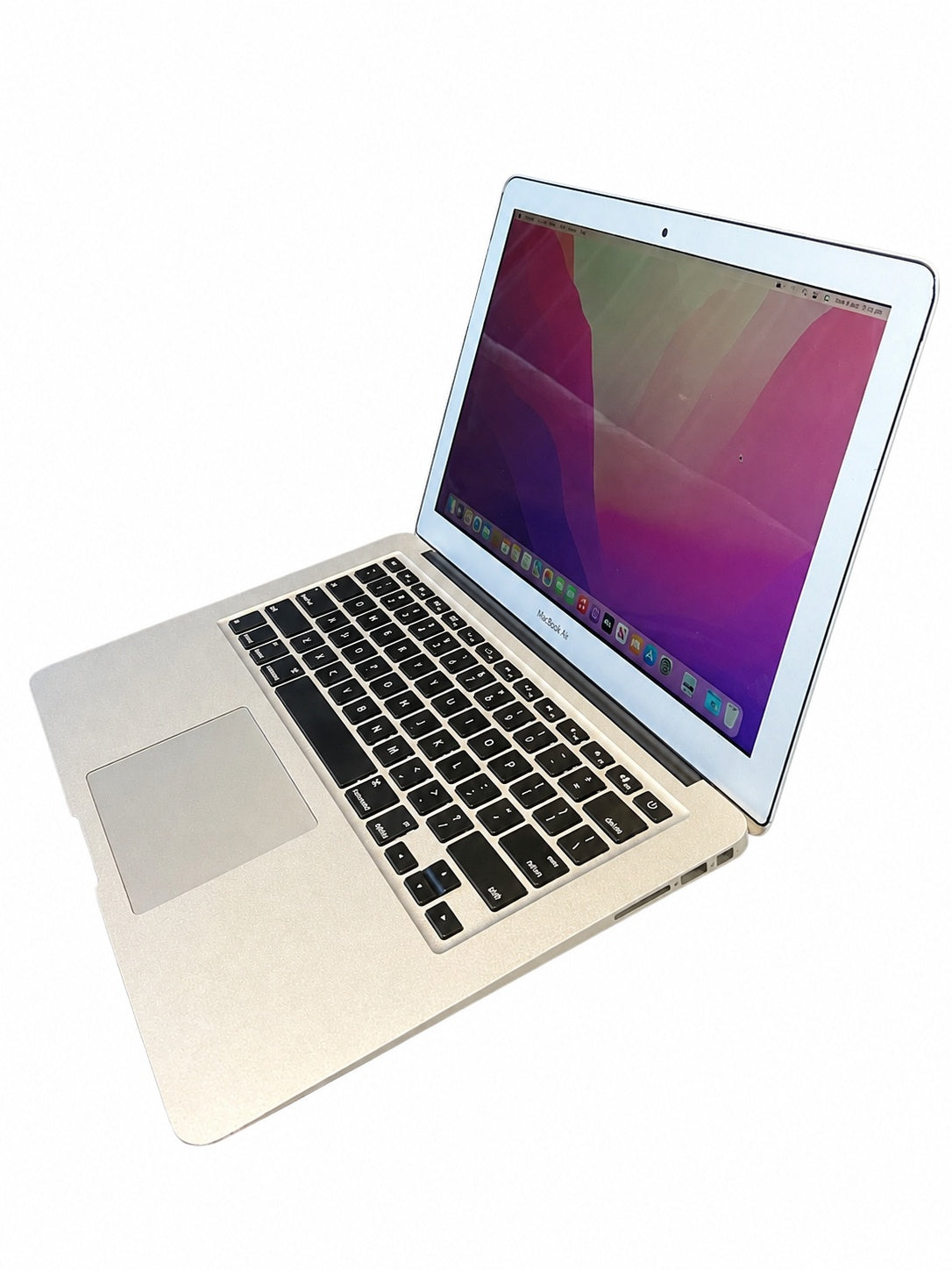 Actual Apple MacBook Air 13.3-inch 2015 angled view on white background